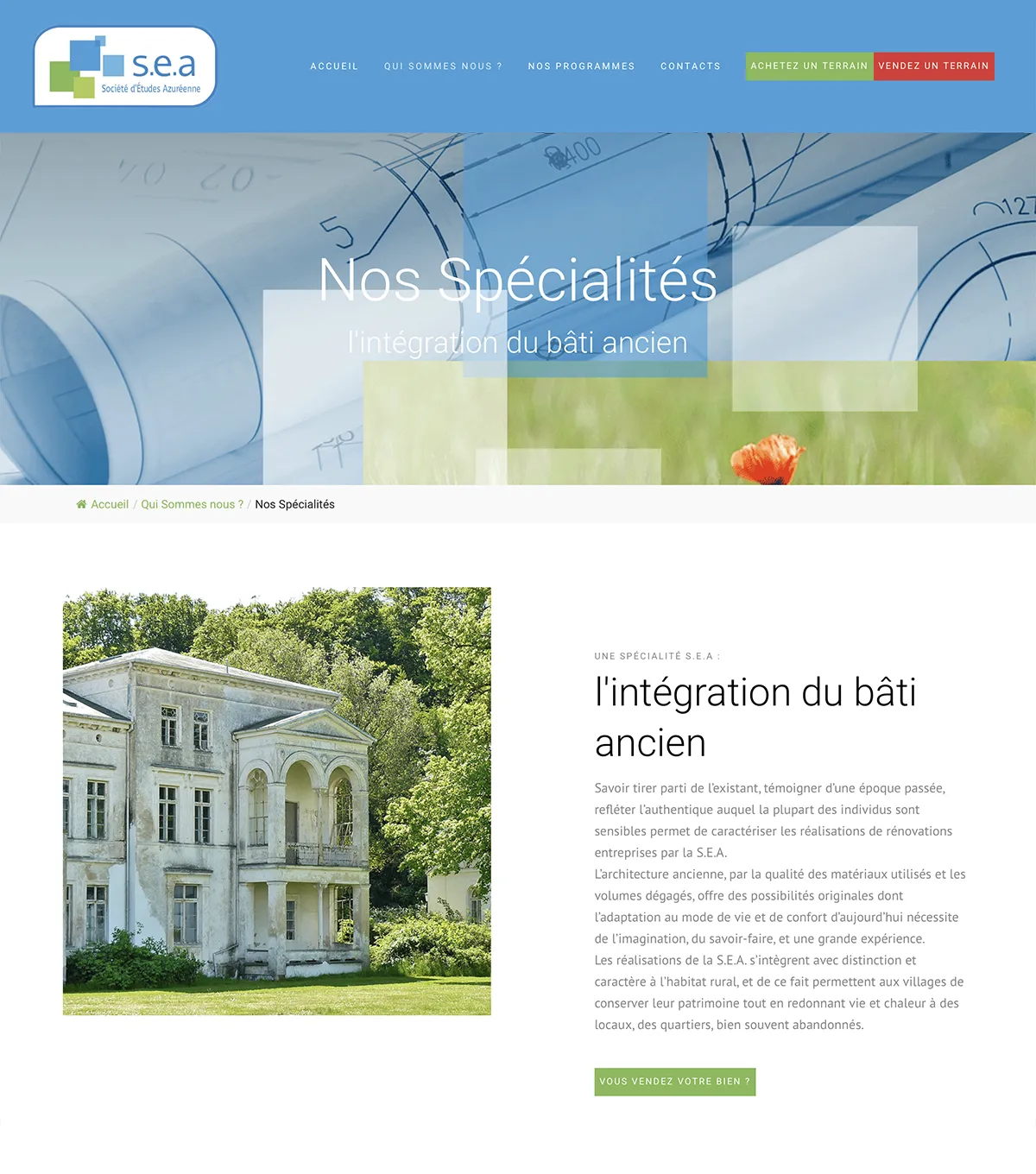 Site vitrine - Sea Sud Foncier - Société d'études Azuréenne - e-Link Multimédia - création de sites web à Antibes