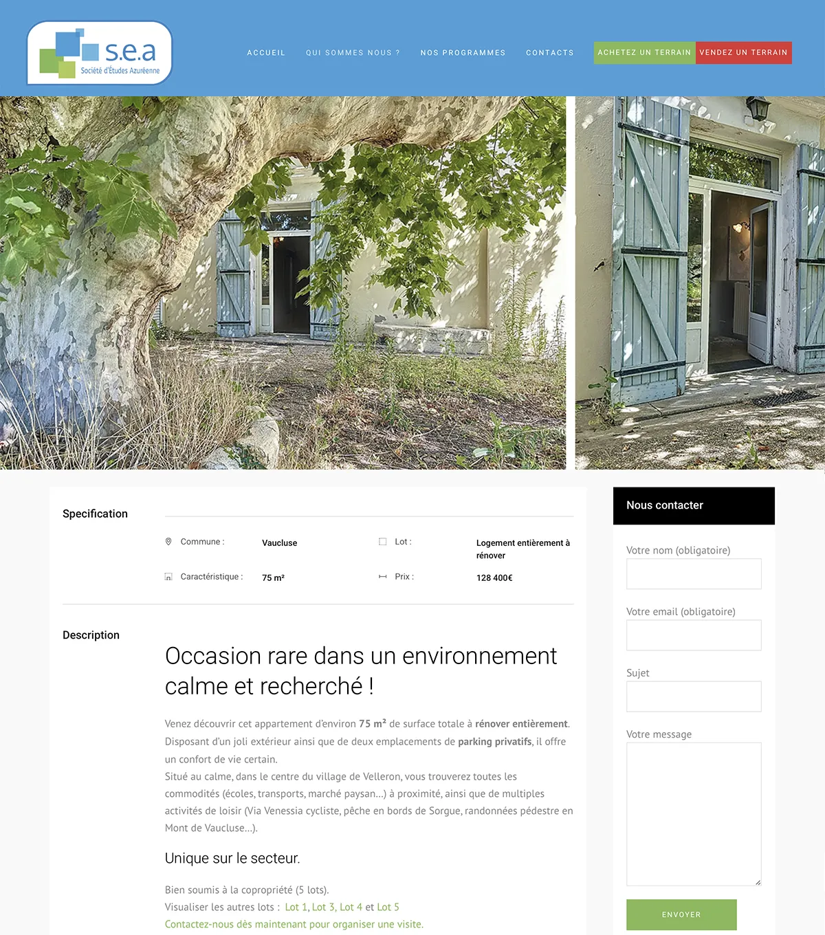 Site vitrine - Sea Sud Foncier - Société d'études Azuréenne - e-Link Multimédia - création de sites web à Antibes