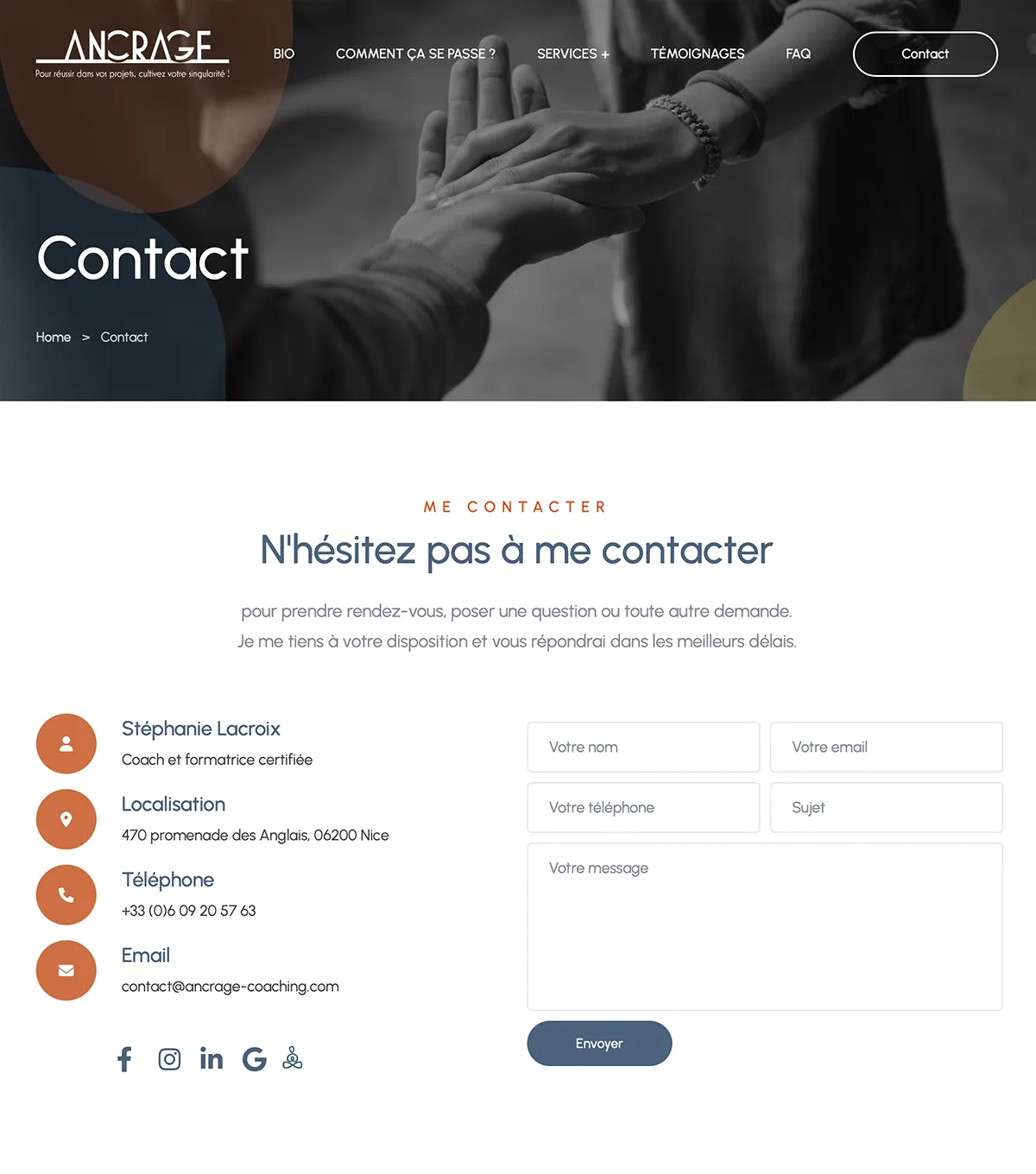 Site vitrine - Ancrage - e-Link Multimédia - Web design, création de sites web à Antibes