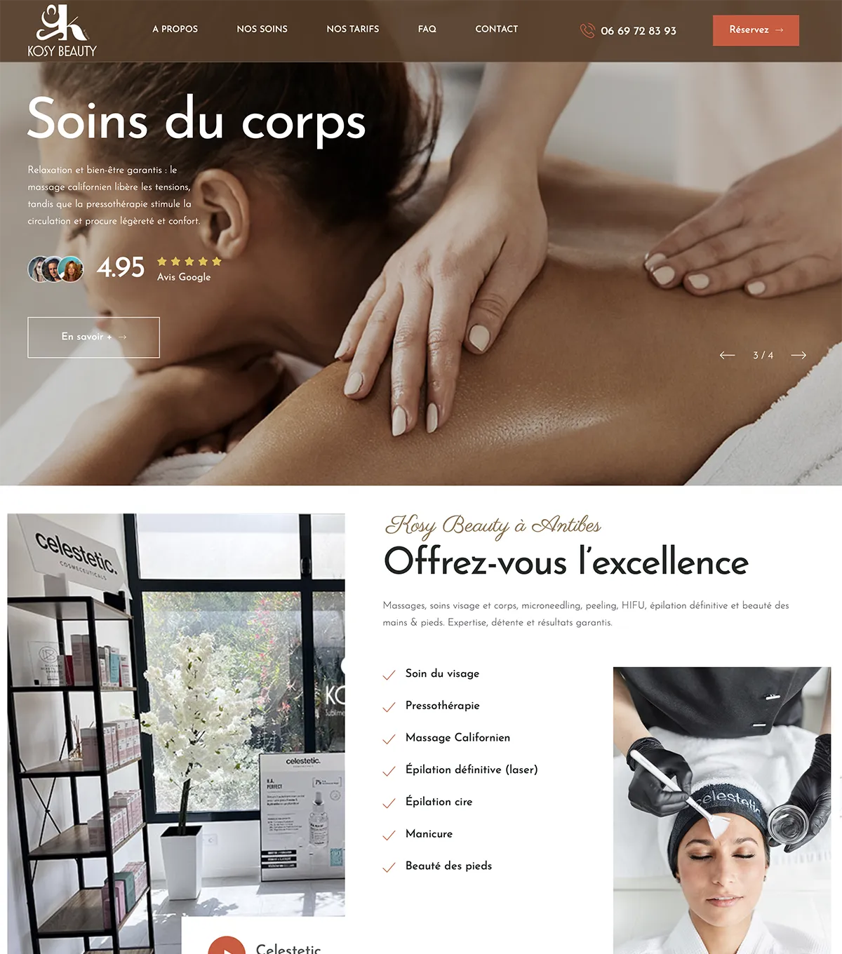 Site-web : Kosy Beauty - e-Link Multimédia - site vitrine - Web design, création de sites web à Antibes