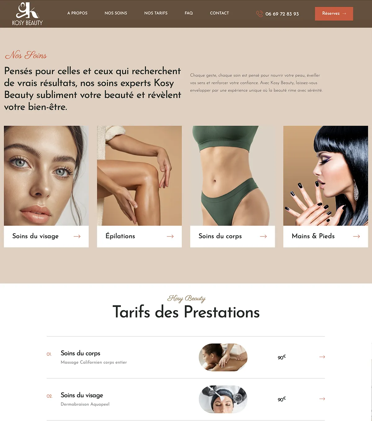 Site-web : Kosy Beauty - e-Link Multimédia - site vitrine - Web design, création de sites web à Antibes