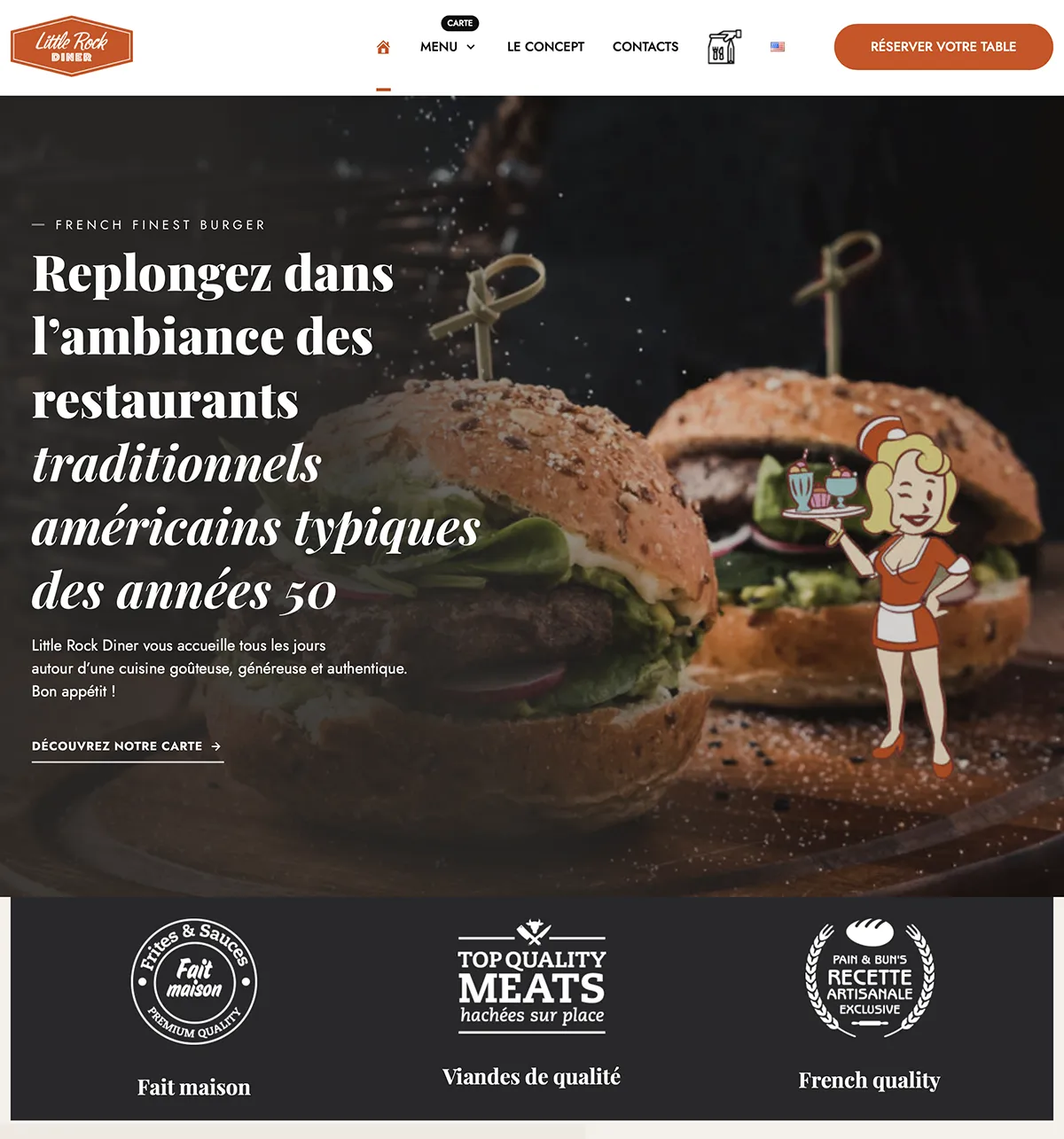 Site vitrine - Little Rock Diner - e-Link Multimédia création de sites web à Antibes