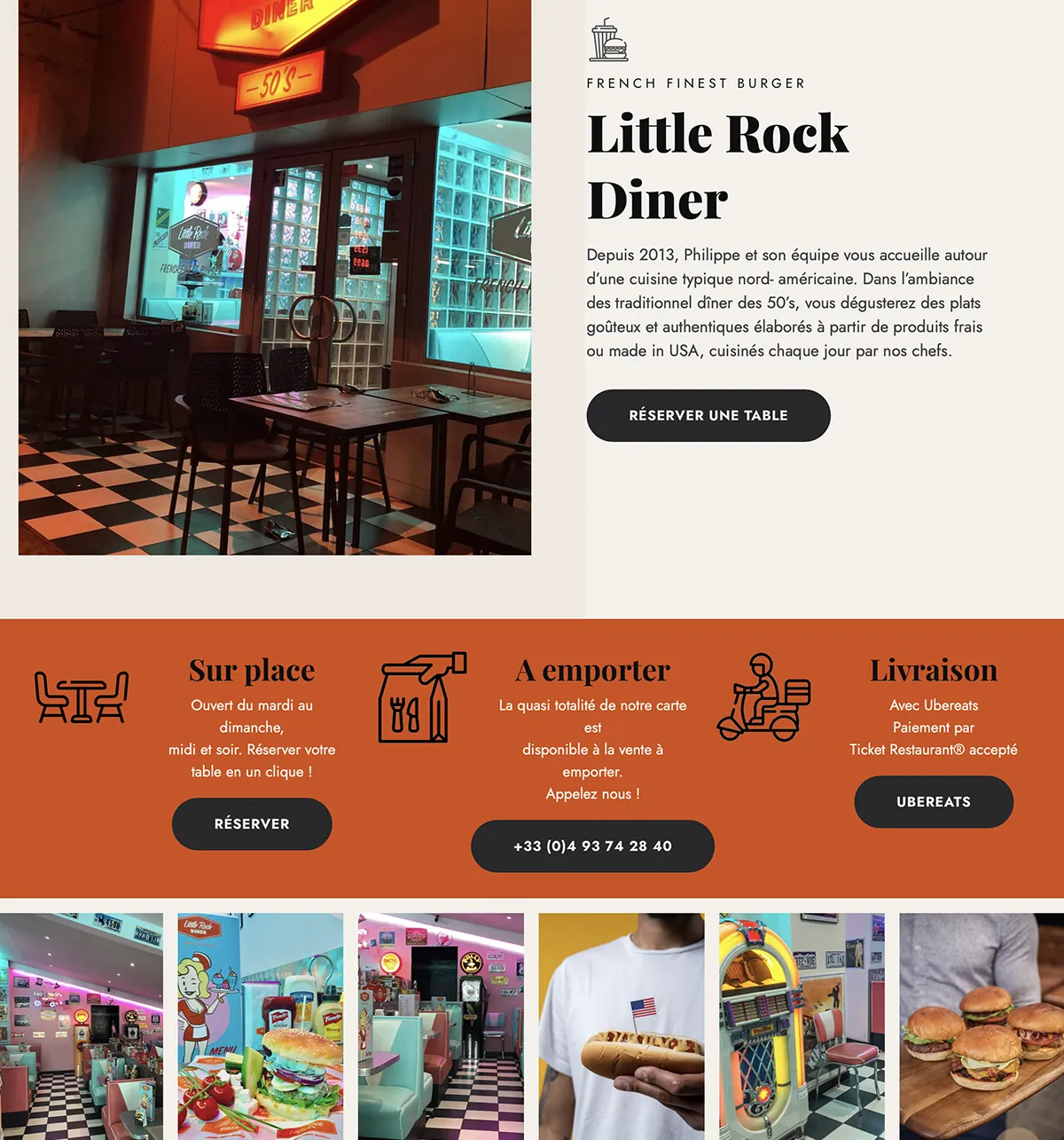 Site vitrine - Little Rock Diner - e-Link Multimédia création de sites web à Antibes
