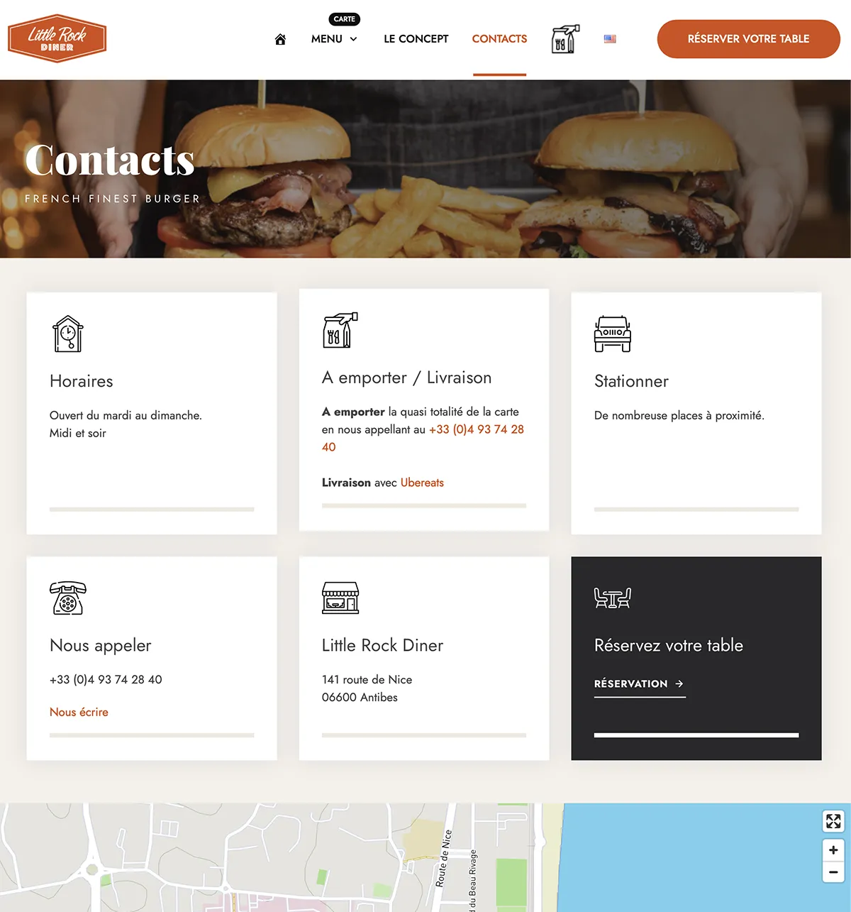 Site vitrine - Little Rock Diner - e-Link Multimédia création de sites web à Antibes