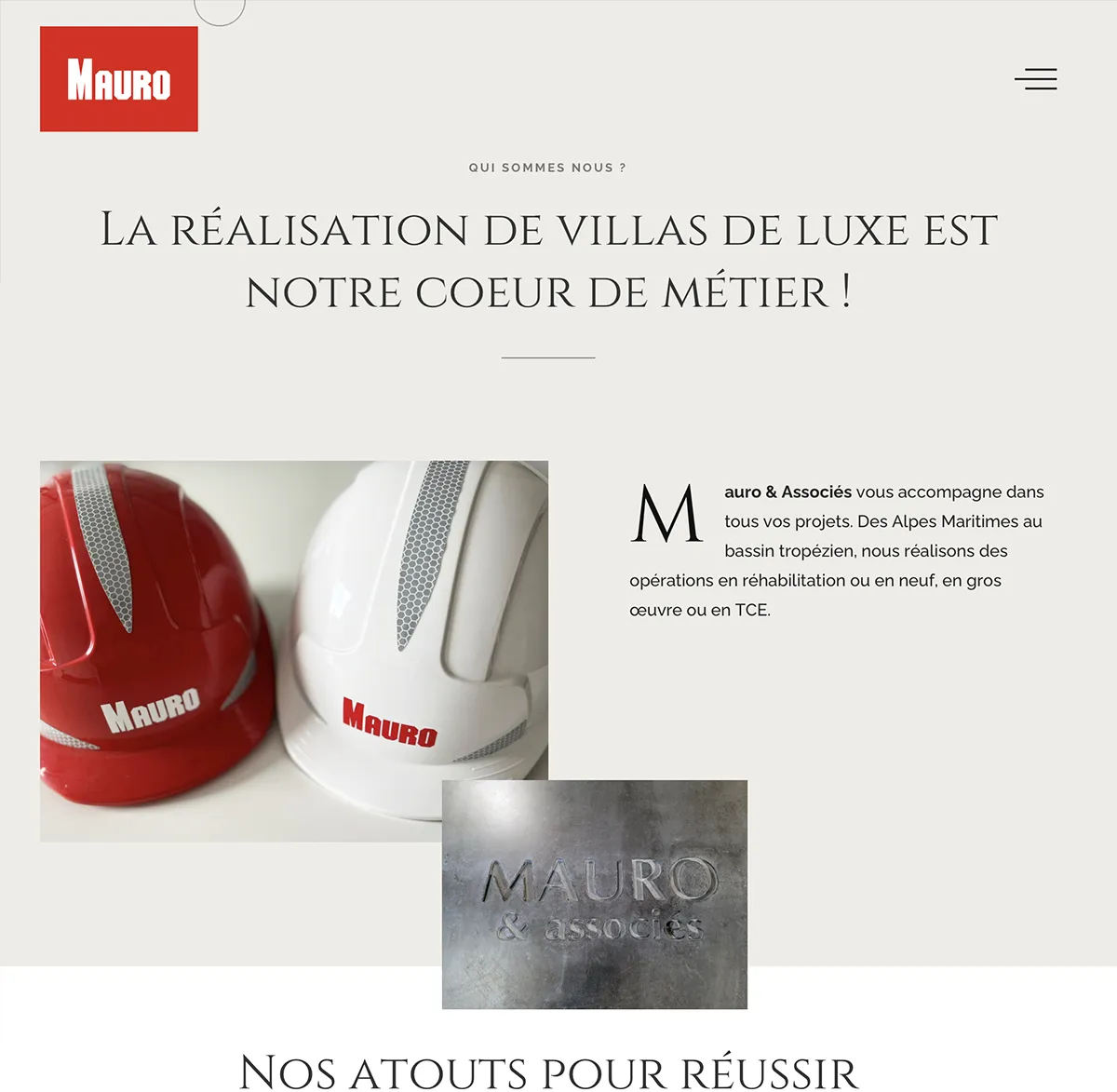 Site vitrine - Mauro & associés, réalisation de villa de luxe - créé par e-Link Multimédia création de sites web à Antibes