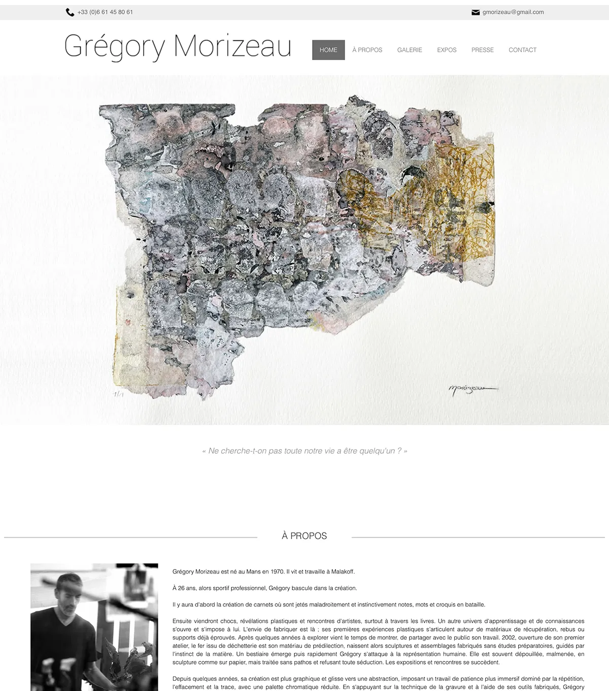 Site vitrine - Grégory Morizeau Artiste Sculpteur - créé par e-Link Multimédia création de sites web à Antibes