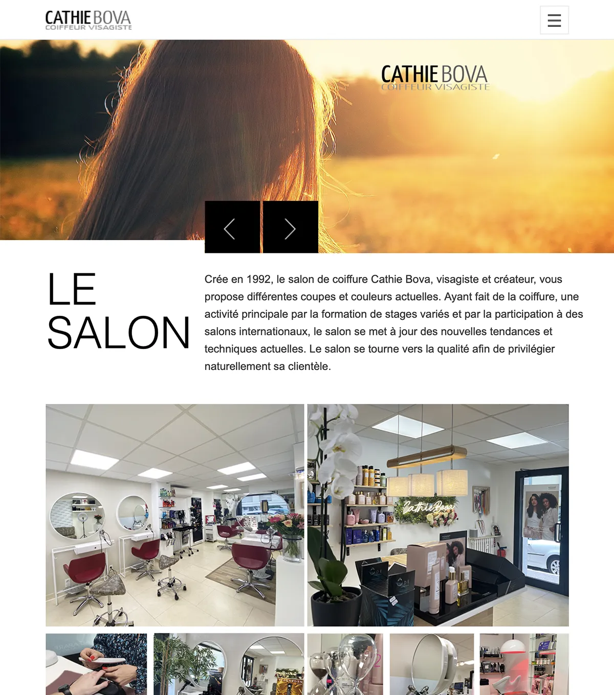 Site vitrine - Salon Cathie Bova - Coiffeur Visagiste - créé par e-Link Multimédia création de sites web à Antibes