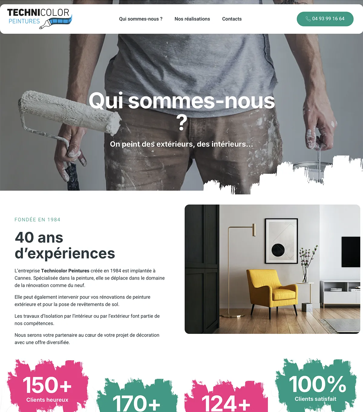 Site web - Technicolor Peintures - e-Link Multimédia - Web design, création de sites web à Antibes