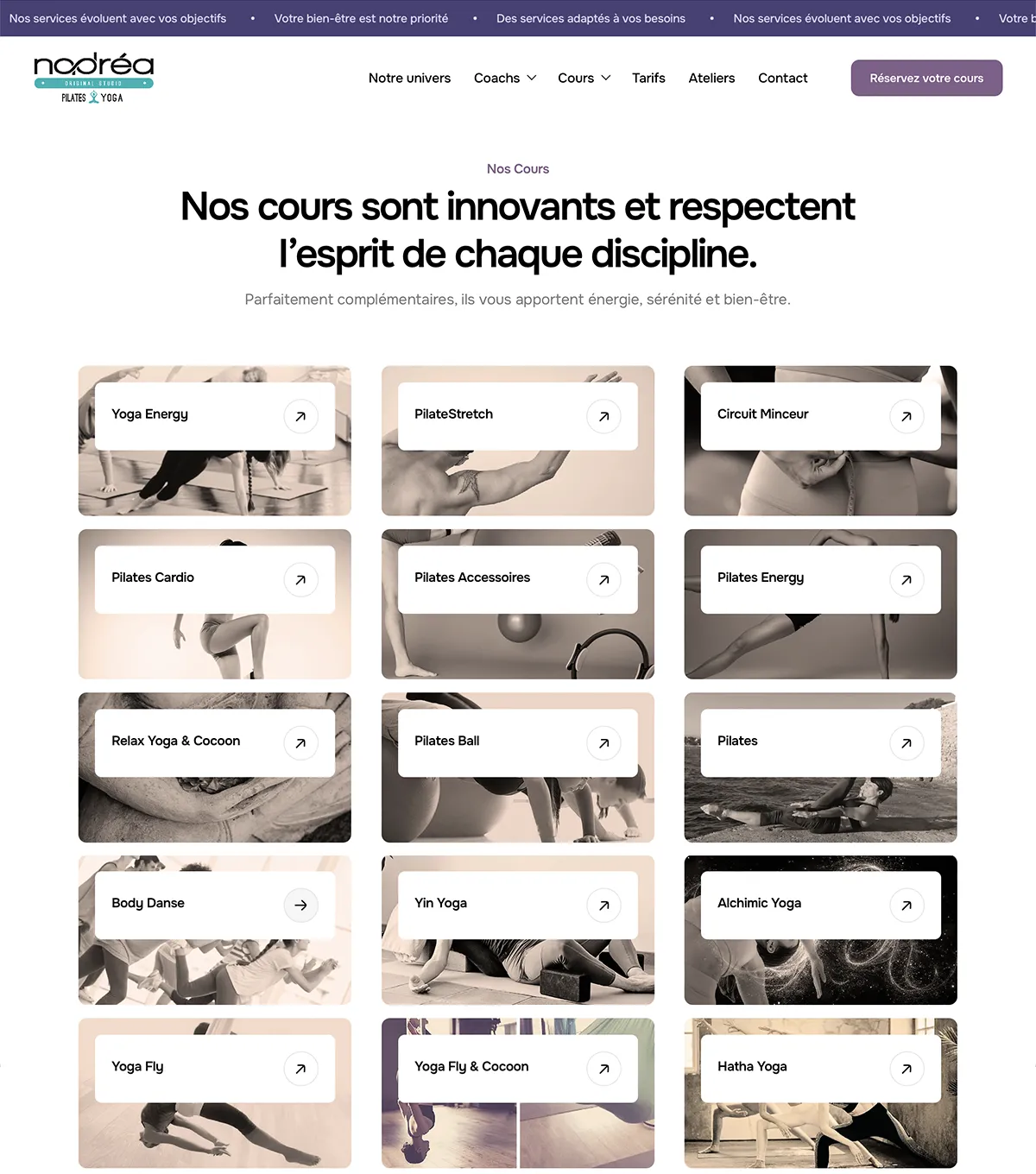 Site vitrine - Nadréa Original Studio Pilates & Yoga - e-Link Multimédia - site internet, création de sites web à Antibes